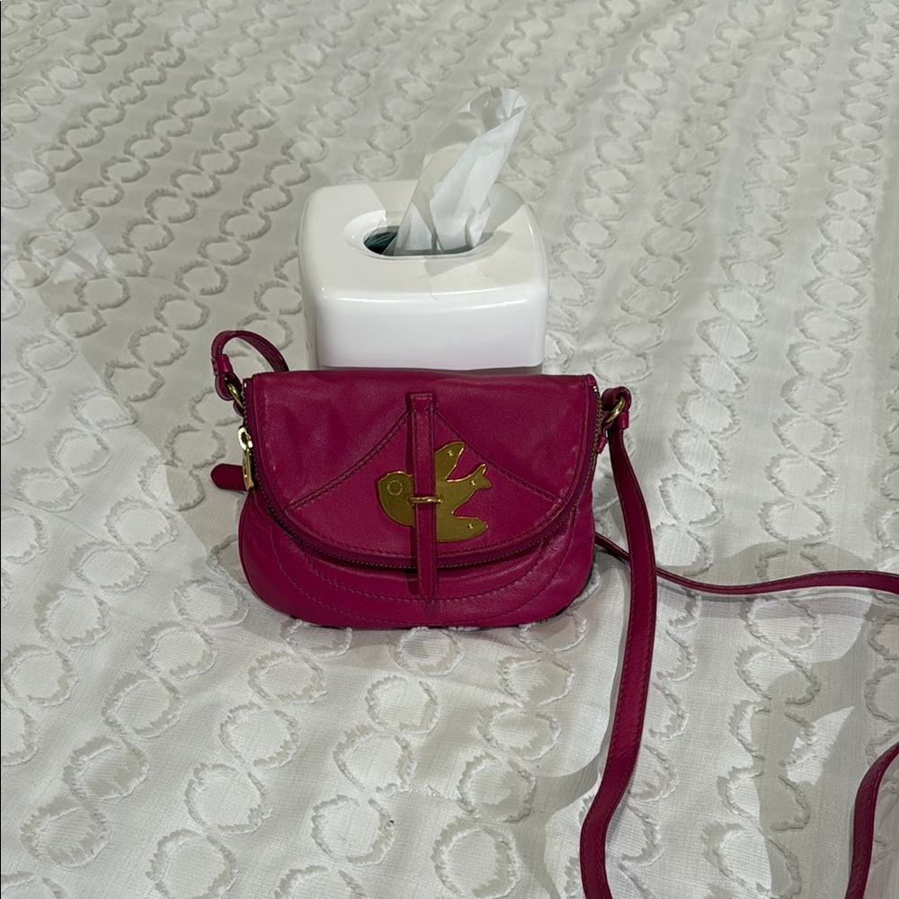 Marc Jacobs Pink and Gold Crossbody Bag with Geometric Clasp